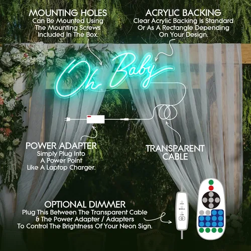 Vista 4 de Letreros de neón personalizados, letreros LED de neón regulables personalizados para cumpleaños familiar, bar, boda, fiesta, luz nocturna y logotipo