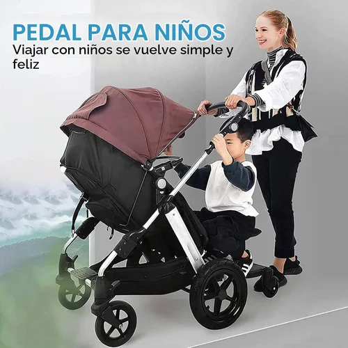 Vista 5 de Rhinoon Tabla de cochecito 2 en 1 con asiento, cómodo pedal de cochecito con ruedas, tabla universal ajustable para cochecitos, se adapta a