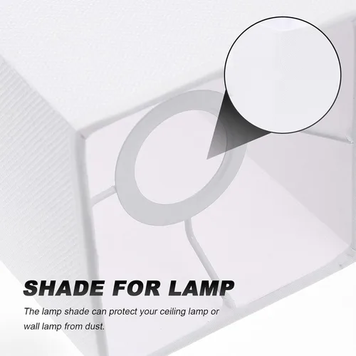Vista 8 de E27 Lámpara de tela cuadrada blanca de .8 pulgadas cubierta de luz para lámpara de mesa Accesorios de iluminación de pared y techo