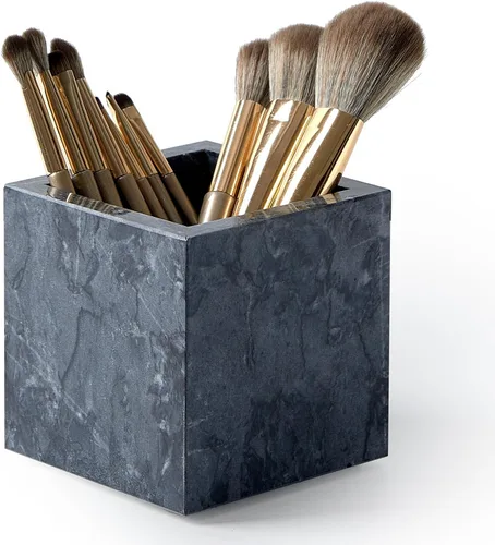 Vista 13 de Portacepillos de mármol natural lujoso real y organizador de brochas de maquillaje y soporte para bolígrafos para escritorio, portautensilios