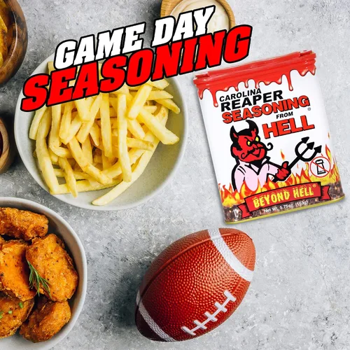 Vista 6 de Carolina Reaper Seasoning From Hell – 5.25 onzas – Sazonador gourmet picante picante de Carolina Reaper para alas de búfalo, filetes, pollo