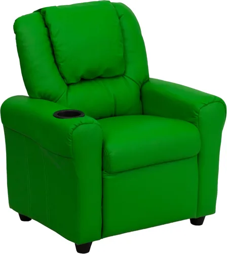 Vista 18 de Flash Furniture - Sillón reclinable contemporáneo para niños, color beige vinilo con base para vasos y reposacabezas