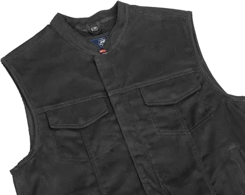 Vista 8 de Daniel Smart Men Denim Vest Scoop Collar Motorcycle Vest for Men with Inside Carry Pockets & Hidden Zipper