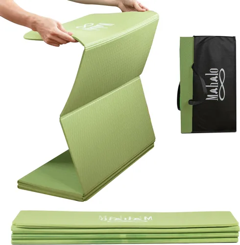Vista 11 de Esterilla de yoga plegable + bolsa de transporte, esterilla de entrenamiento de 7 pliegues de 6 mm, fácil de almacenar, esterilla de ejercicio