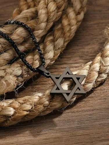Vista 3 de HAQUIL Stainless Steel Hexagram Six Pointed Star Pendant Necklace, Box Chain, Jewish Israel Jewelry Gift for Men and Women