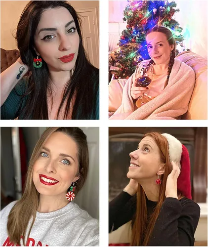 Vista 6 de 9 Pairs Christmas Earrings for Teen Girls Holiday Earrings for Women Bow Tree Snowflake Earrings