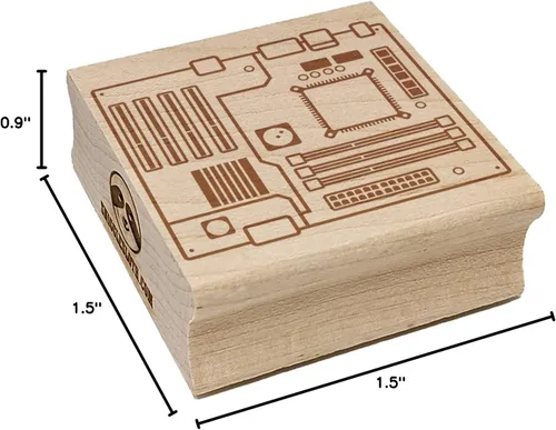 Vista 8 de Placa de circuito de placa base para computadora, sello de goma cuadrado para estampado de manualidades, 1.25 pulgadas, pequeño