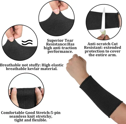 Vista 5 de 2 pares de mangas protectoras resistentes a los cortes, mangas protectoras para brazo de seguridad para mordeduras de perro, resistentes a cortes