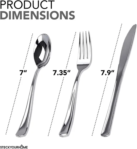 Vista 5 de Stock Your Home 125 tenedores desechables de plástico resistente, cubiertos de plástico elegantes que parecen cubiertos reales, utensilios perfectos