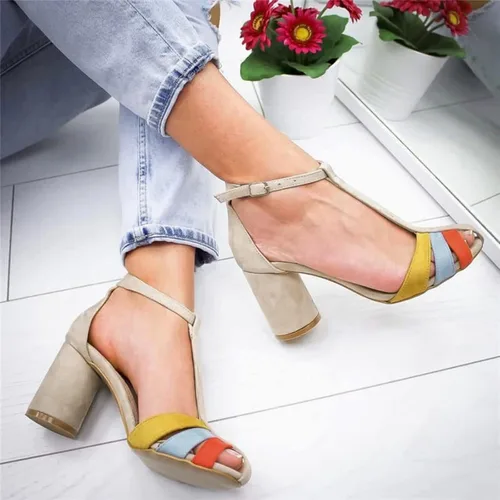 Vista 7 de Tenis de moda para mujer, de gamuza de verano, con bloques de color, tacón alto, estilo casual, para mujer