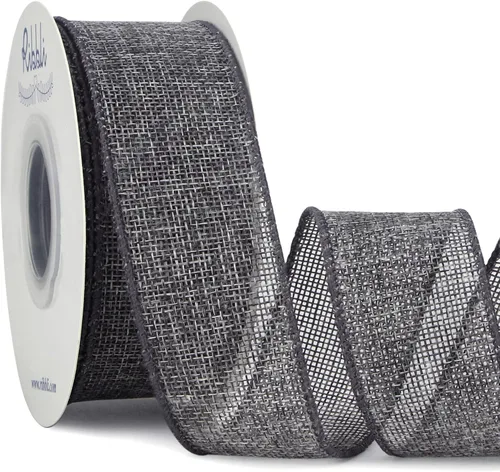 Vista 13 de Ribbli Cinta con alambre de arpillera verde manzana, 1-1/2 pulgadas x 10 yardas, cinta con borde con alambre para lazo grande, corona, decoración