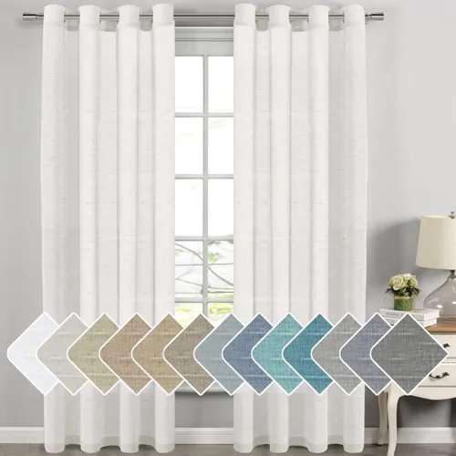 Vista 62 de H.VERSAILTEX Cortinas de lino de mezcla natural para sala de estar/cortinas de lino semitransparentes reductoras de luz de 54 pulgadas de largo
