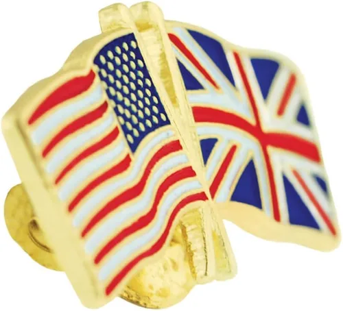 Vista 126 de PinMart Pin de solapa esmaltado con bandera de la amistad cruzada de Estados Unidos y el mundo