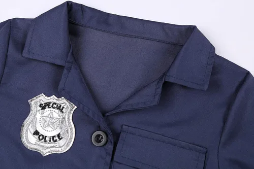 Vista 4 de Getyothtop Disfraz de oficial de policía para niñas disfraz de cosplay de Halloween