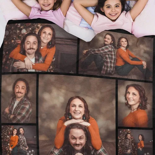 Vista 6 de Manta personalizada con fotos, manta personalizada con fotos para parejas, papá, mamá, niños, perros, amigos, cumpleaños, boda, Navidad, Año Nuevo