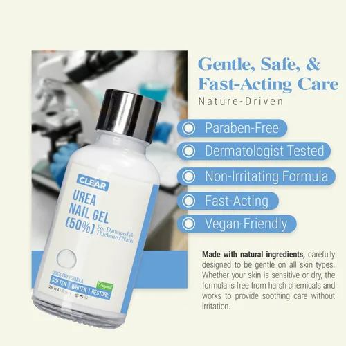 Vista 2 de Urea 50% Gel de uñas – Suaviza los callos agrietados del talón y las uñas gruesas de los pies – Repara uñas dañadas, amarillas y decoloradas