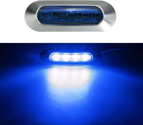 Vista 3 de 20 piezas de luces LED azules 12-24V para remolque, luces indicadoras laterales, luces de despeje delanteras y traseras con bisel cromado