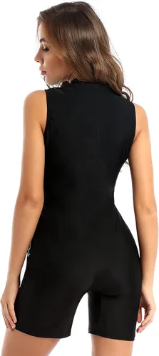Vista 3 de Traje de baño de una pieza para mujer, diseño de bloques de color, sin mangas, trajes de baño de talla grande
