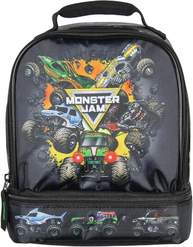 Vista 2 de INTIMO Monster Jam Grave Digger Megalodon Pirate's Curse - Lonchera de doble compartimento de 9.5 pulgadas