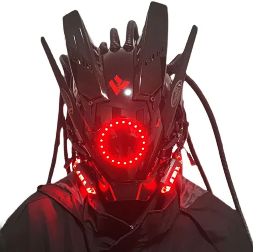 Vista 2 de Casco gótico punk para hombre, máscara futurista de motocicleta, máscara de cosplay, Halloween, fiesta, accesorios de música