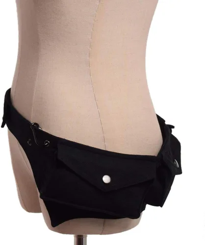 Vista 2 de GRACEART Burning Man - Cinturón de lona de algodón Steampunk Travel Utility Belt Ren Faire, Negro