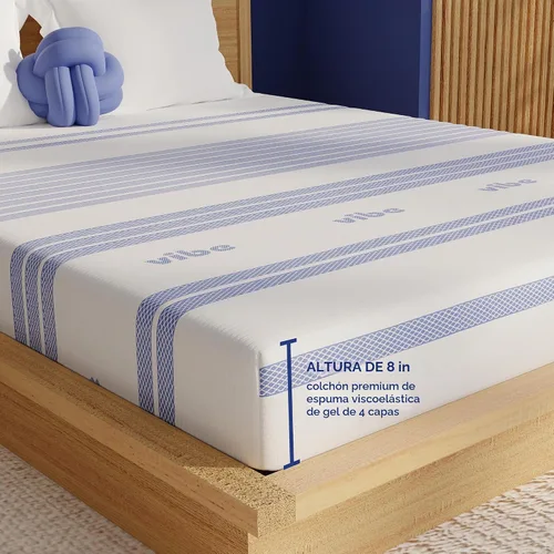 Vista 8 de Vibe Colchón de espuma viscoelástica de gel de 8 pulgadas, cama en caja, tamaño individual, color blanco, certificado Certi-PUR