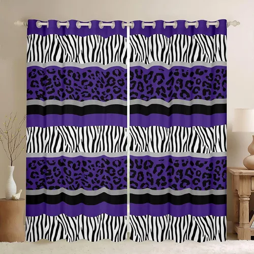 Vista 8 de Feelyou Cortinas de ventana de leopardo para decoración de dormitorio, cortina de guepardo africano, diseño de leopardo arcoíris, cortinas de Multi