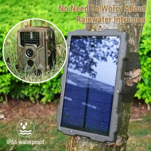 Vista 2 de Lixada Panel de carga solar Cámara de rastro Panel solar 1700mAh recargable para cámara de caza Carga solar al aire libre Alimentado por el sol