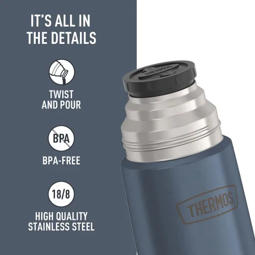 Vista 4 de Thermos Botella compacta de acero inoxidable con aislamiento al vacío de 25 onzas, pizarra