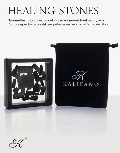 Vista 2 de KALIFANO Paquete de turmalina negra con energía calmante y purificadora, cristal curativo de reiki de turmalina brasileña negra Schorl utilizado