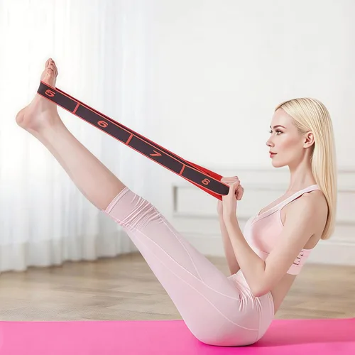 Vista 3 de UncleS Banda Elástica de Tensión para Ejercicios, Cuerda de tracción, Cuerda de Estiramiento de 8 Segmentos, Banda de Estiramiento para Pilates