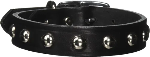 Vista 5 de Leather Brothers 12LS-BK12 - Collar de perro de cuero Latigo con tachuelas, tamaño pequeño, color negro