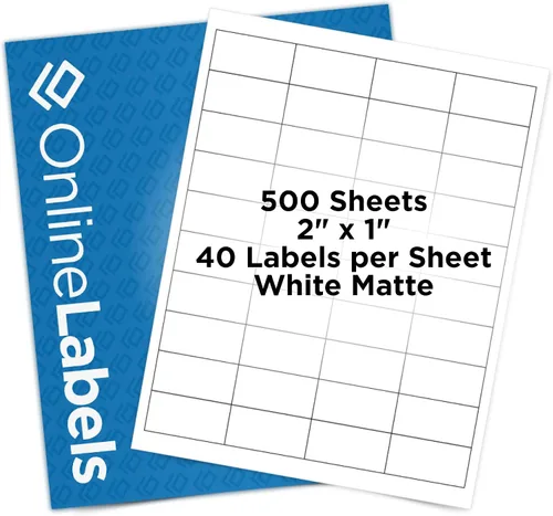 Vista 6 de OnlineLabels 2" x 1" Rectangle Labels - White Matte - 10 Sheets