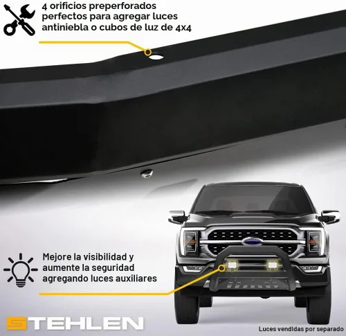 Vista 4 de Stehlen 714937183131 Compatible con Chevy GMC C10 C/K Pickup/Silverado Sierra Advance Series Bull Bar 1988-2000, color negro mate
