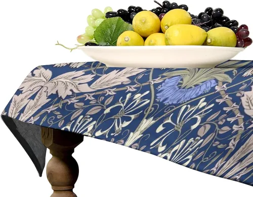 Vista 24 de Mantel Floral Retro de Pájaros, Diseño Original Bohemio William Morris Estampado Cubierta de Mesa para Hogar Picnic Fiesta Comedor Cocina William