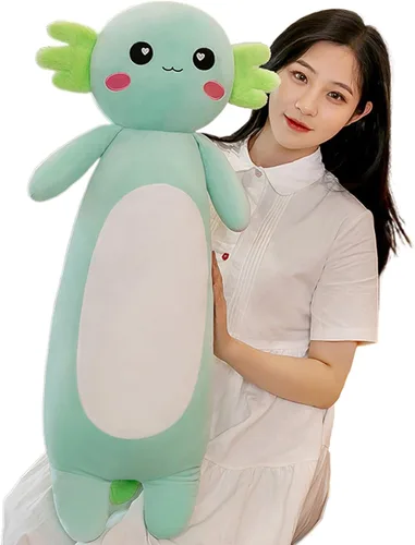 Vista 9 de Somao Almohada de Felpa Larga de Axolotl, Lindo Cuerpo de Animal de Peluche de Axolotl, Suave Peluche de Muñeca de Axolotl para Niñas y Niños