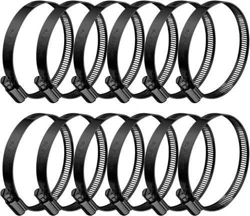 Vista 11 de BOTTEN 15 piezas Abrazadera de manguera negra, 1-1/3" - 2-1/4" (33-57mm) Abrazaderas de manguera de acero inoxidable 304, juego de surtido