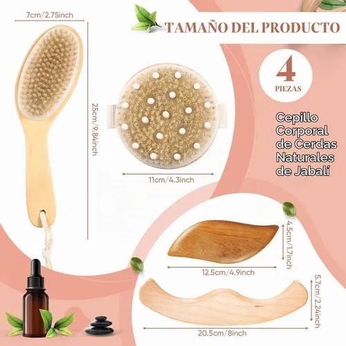 Vista 2 de Lineshading - Cepillo corporal seco para terapia de madera, 4