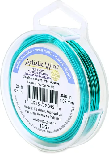 Vista 125 de Artistic Wire, Alambre de cobre de color chapado en plata de calibre 18, resistente al deslustre, amatista, 20 pies