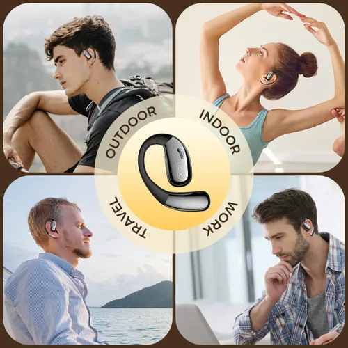 Vista 8 de Auriculares de oreja abierta, auriculares Bluetooth de 50 horas de reproducción con micrófono con cancelación de ruido, auriculares inalámbricos