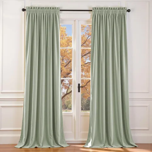 Vista 59 de Lazzzy - Cortinas de terciopelo blanco de 63 pulgadas de largo para sala de estar o dormitorio, cortinas con filtro de luz, aislación térmica