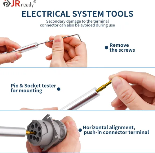 Vista 5 de JRready ST5239-HT250 Kit de herramientas de inspección de conector, herramientas de dinamómetro de retención de contacto portátil y herramientas
