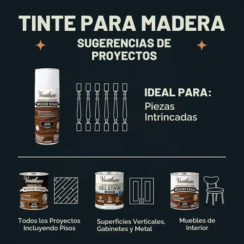 Vista 8 de Varathane Premium - Tinte para madera de secado rápido en aerosol, 10.25 onzas, ébano Proyectos de madera para interiores, un color de capa