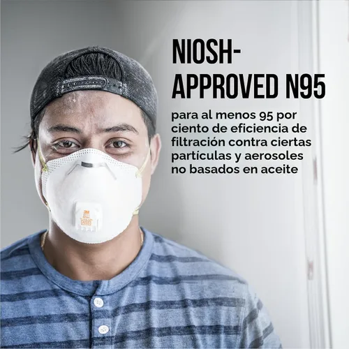 Vista 7 de 3M Respirador N95 8511, Válvula de Flujo Fresco, Paquete de 10, APROBADO POR NIOSH, Medios Filtrantes Avanzados Para Respiración Fácil, Cómodo Para