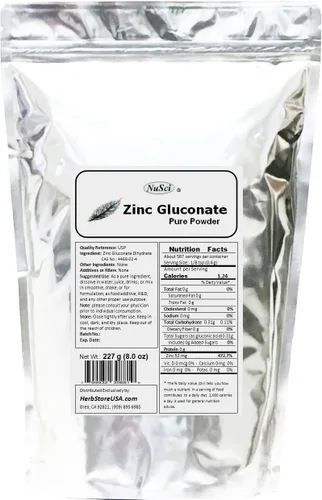 Vista 3 de Polvo de gluconato de zinc 100% puro apoya las funciones enzimáticas (3.52 onzas)