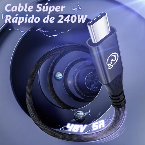Vista 2 de Cable flexible USB C a USB C 3.2 Gen 2x2 de 1 pie, 2 unidades, cable USBC