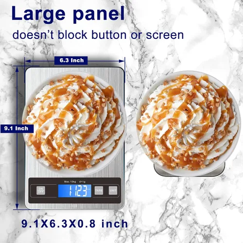 Vista 2 de hito Báscula de alimentos de 22 libras, báscula digital de cocina con carga dual tipo C y batería, precisión de 1 g/0.1 oz, pantalla LCD