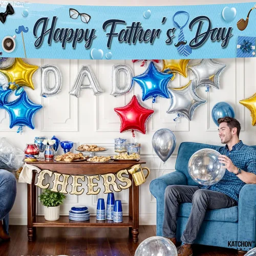 Vista 6 de KatchOn, Cartel de feliz día del padre – XL, 120 x 20 pulgadas Cartel de feliz día del padre, decoraciones del día del padre para fiesta, telón