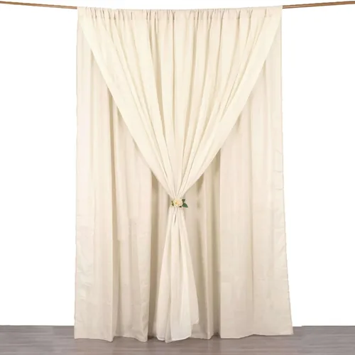 Vista 10 de Efavormart - Telón de fondo de gasa de poliéster de doble capa marfil de 20ftx10ft con bolsillos para barra Efavormart