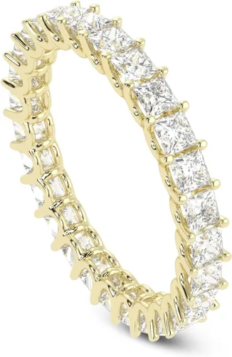 Vista 5 de Anillo de boda de princesa de moissanita de 14 quilates, tono oro blanco, rosa, amarillo, anillo de boda de eternidad completa, 2.00 quilates, corte